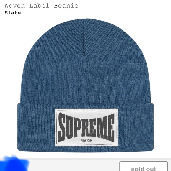 Supreme Woven Label Beanie Blue - Picture 4 of 4